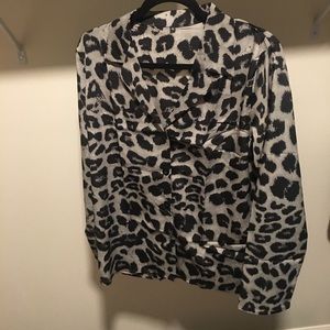 light, silky cheetah print button down blazer top
